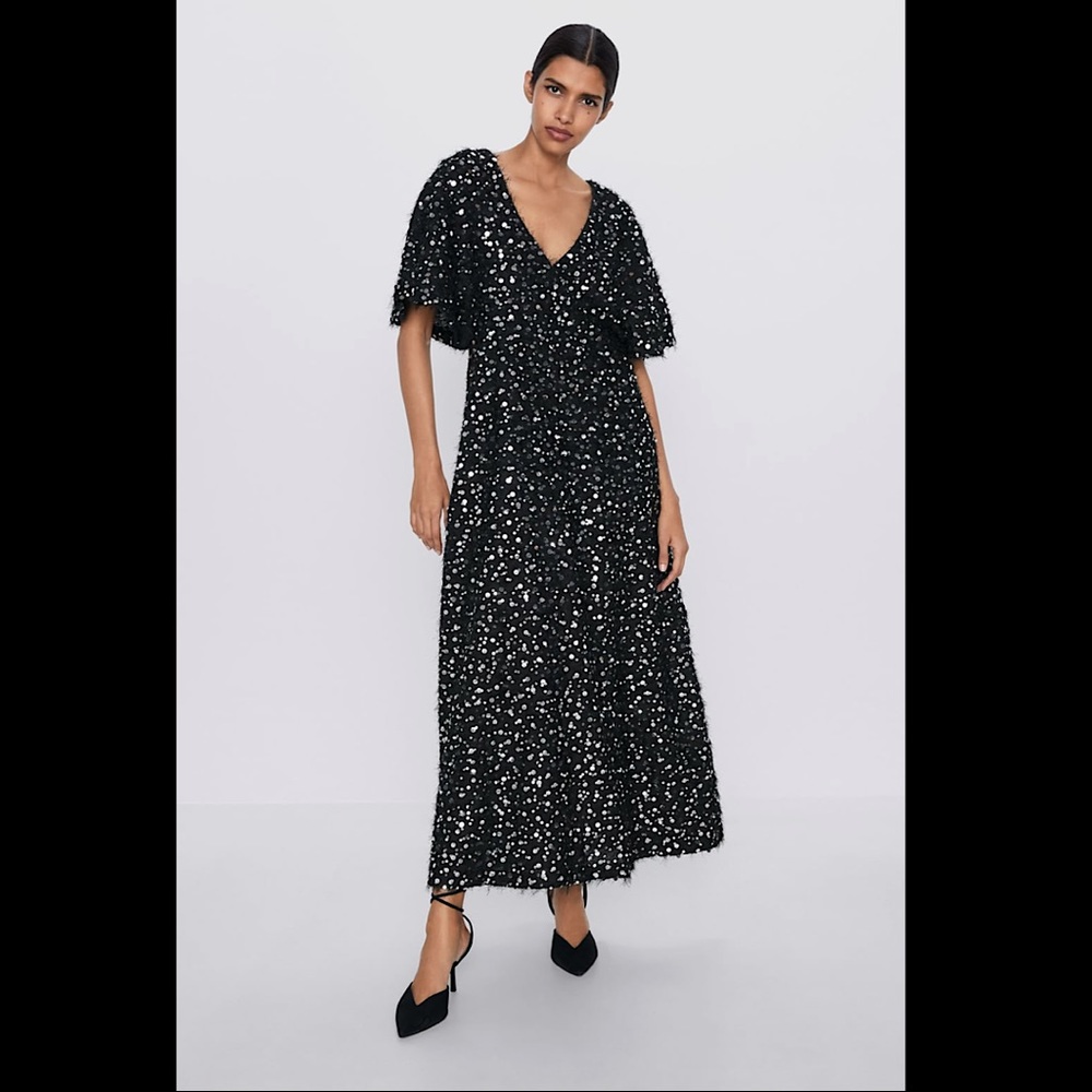 Zara Black and White Midi Dress